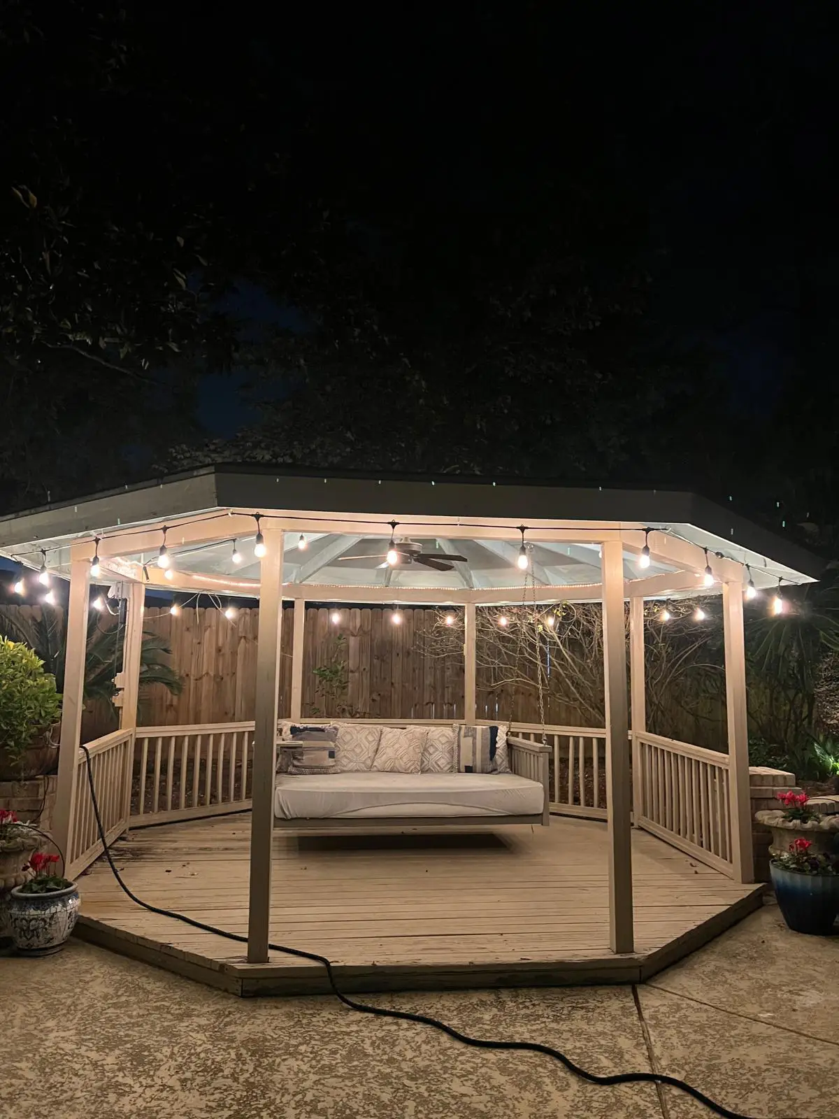Patio String Lighting installation in Houston, Texas